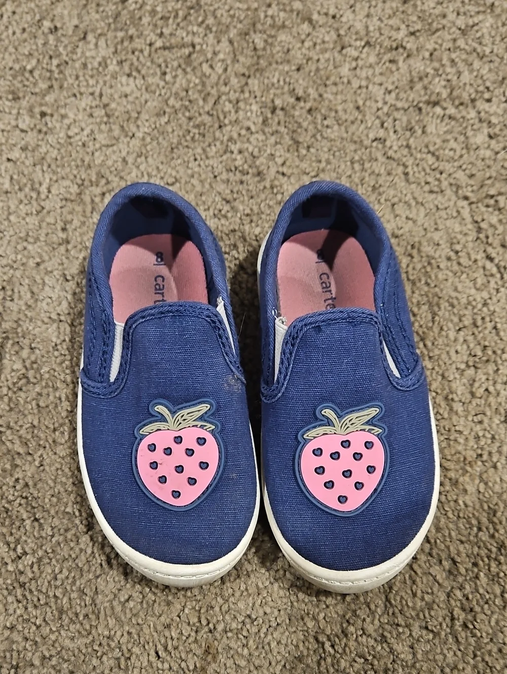 Carter's Navy Slip-On Sneakers with Pink Strawberry Patch